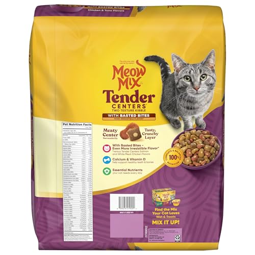 Image of Meow Mix Tender Centers Basted Bites Dry Cat Food, Chicken & Tuna Flavor, 13.5 Pound Bag