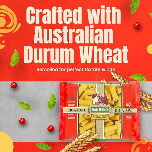 Image of San Remo Rigatoni Pasta- 500gms | Durum Wheat Semolina | No Maida | Ridged Tube Pasta for Chunky Sauces & Bakes | Vegan-Friendly (Pack of 3)
