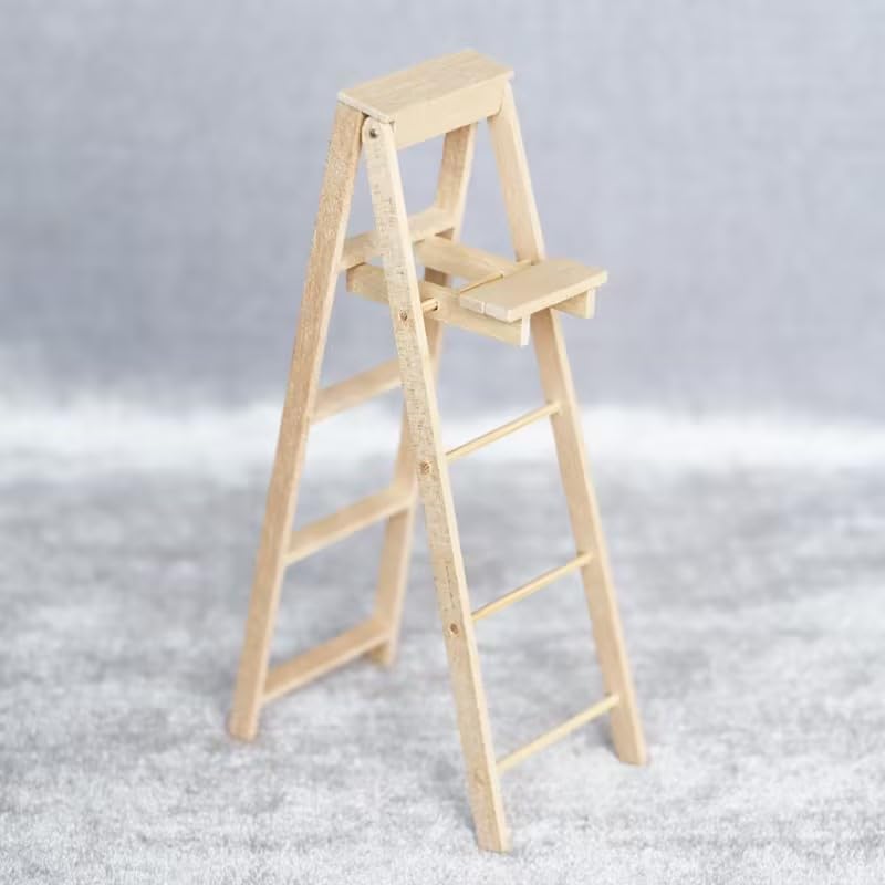 1/12 Miniature Step Ladder Dollhouse Furniture Accessories Lightweight Dollhouse Decor, White, 1:12 Scale - Image 2
