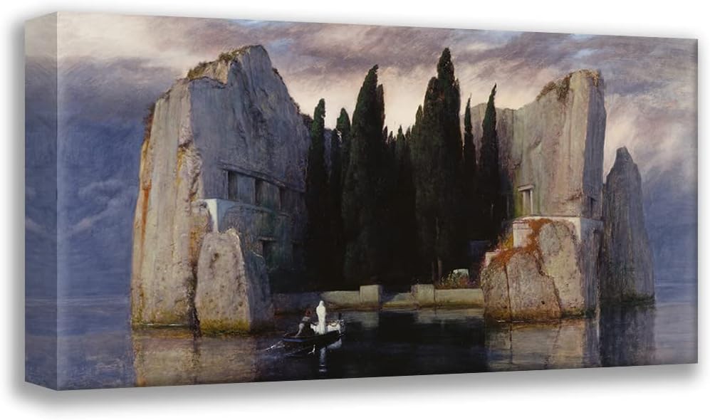 ArtDirect Arnold Böcklin 24x15 Black Ornate Framed and Double Matted Museum Art Print Titled: Die Dead Island III (1883)