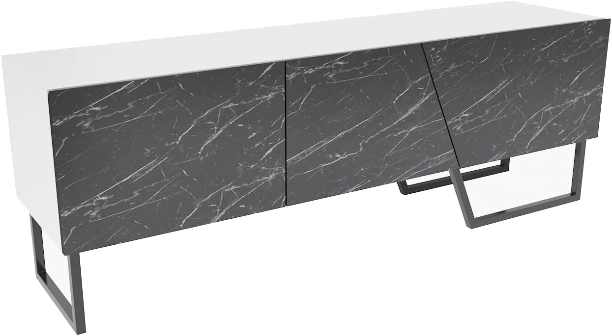 Decorotika Parla Contemporary Modern Design TV Stand Media Console Entertainment Center for up to 65'' TV (Black Marble)