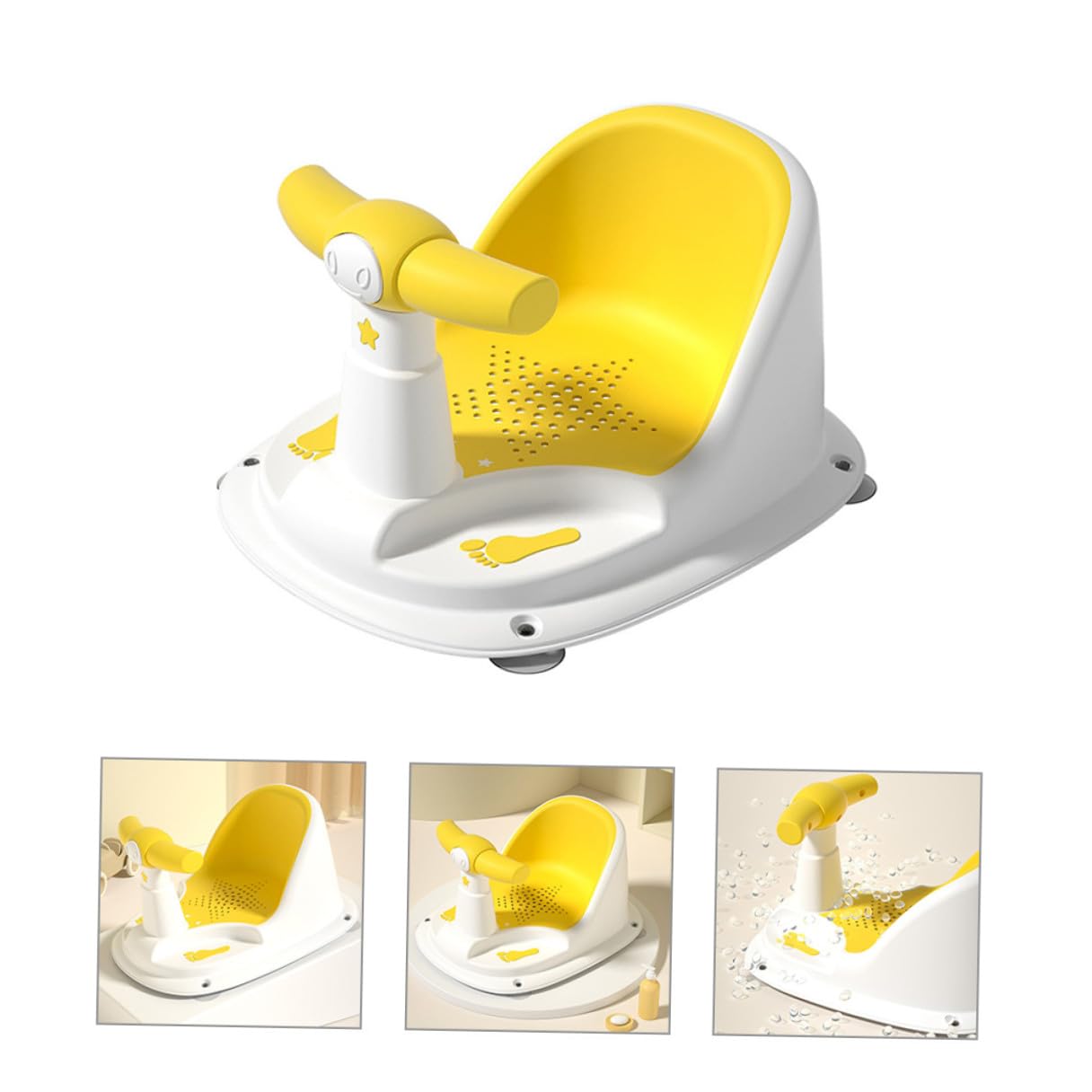 SUPVOX Bath Seat for 12-Months Plus Non-Slip Yellow Bath Chair with Mesh Support Suitable for Newborns and Small