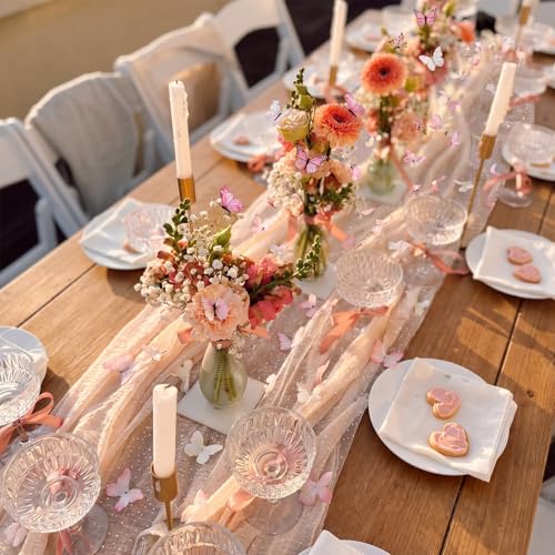 Remagr 9.8 ft Butterfly Table Runner Embroidery Seasonal Table Decorations Tulle Fabric for Home Indoor Decor Bridal Shower Wedding Baby Shower Parties, Holiday DIY Craft Kitchen Decor by Remagr - Used condition - Image 5