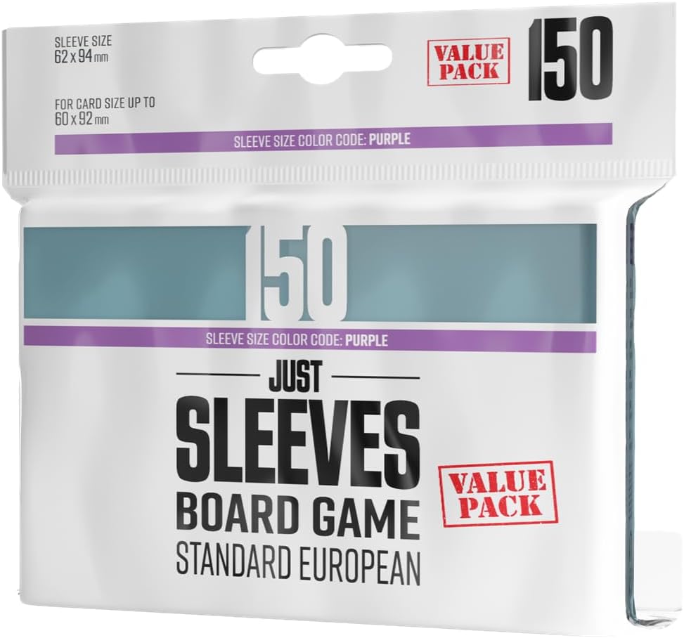Gamegenic Just Sleeves - Standard European Value Pack (150 Pack), 59×91 mm Card Sleeves, Cost-Effective Protection Compatible with Prime Purple Size, Entry-Level Clear Sleeves