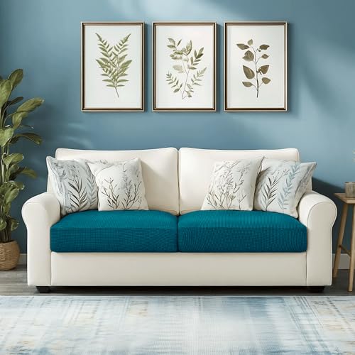 Image of CHUN YI 2PC Stretch Couch Cushion Covers, Sofa Seat Slipcovers Suitable for Armchair Loveseat Sofa with Spandex Jacquard Fabric(2pc,Teal)