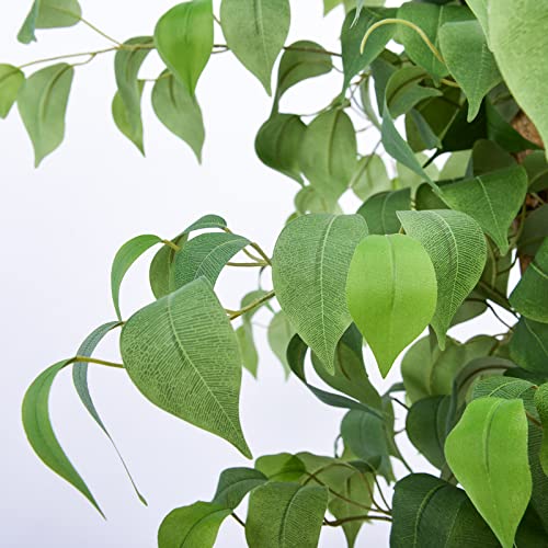 Aphighjoy 4Ft Ficus Tree Artificial With Curly Leaves & Real Trunk, 48'' House Plants Fake Ficus Tree With Sturdy Nursery Pot Silk Plants For Room Decor Aesthetic Living Room Decor #TOP7