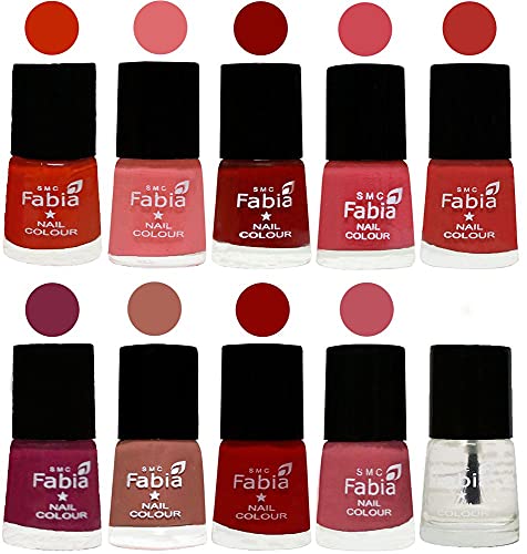 Image of SMC Fabia ALL IN ONE (PACK OF 10), Long Lasting Glossy Nail Polish, 6 ml Each, All Vibrant Colours,02331