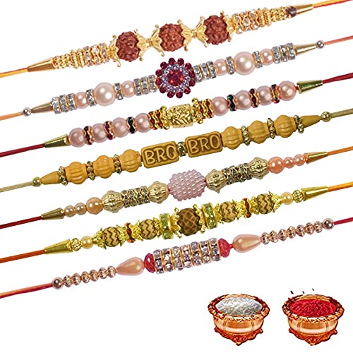 Unisex Adult Sanatan 7 Designer Rakhi Set with Chawal (B097NB71T7) Amazon Price History, Amazon Price Tracker