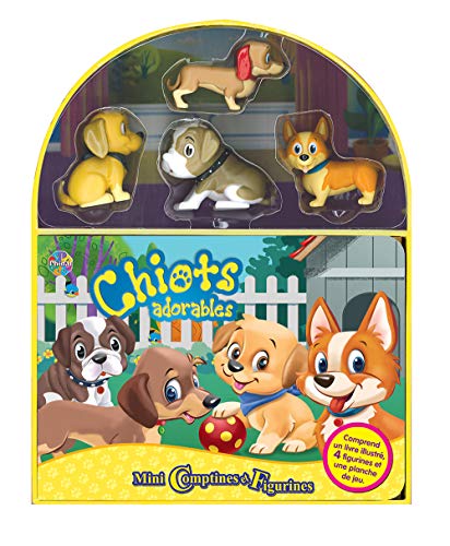 Phidal- Puppies 9782764359297 Cardboard Book with 12 Pages, 4 Figurines and a Game Board, Multi-Coloured