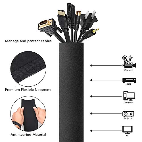 Migeec Cable Management Sleeve, 4 Packs Cord Organizer Cable Hider For Tv Computer Home Entertainment Laptop, Black Wire Organizer And Cable Cover, 20 Inch #TOP1