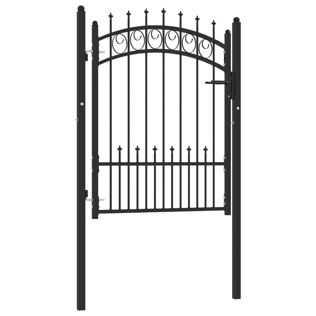 vidaXL Zauntor mit Spitzen Gartentor Stahl 100x125cm Schwarz