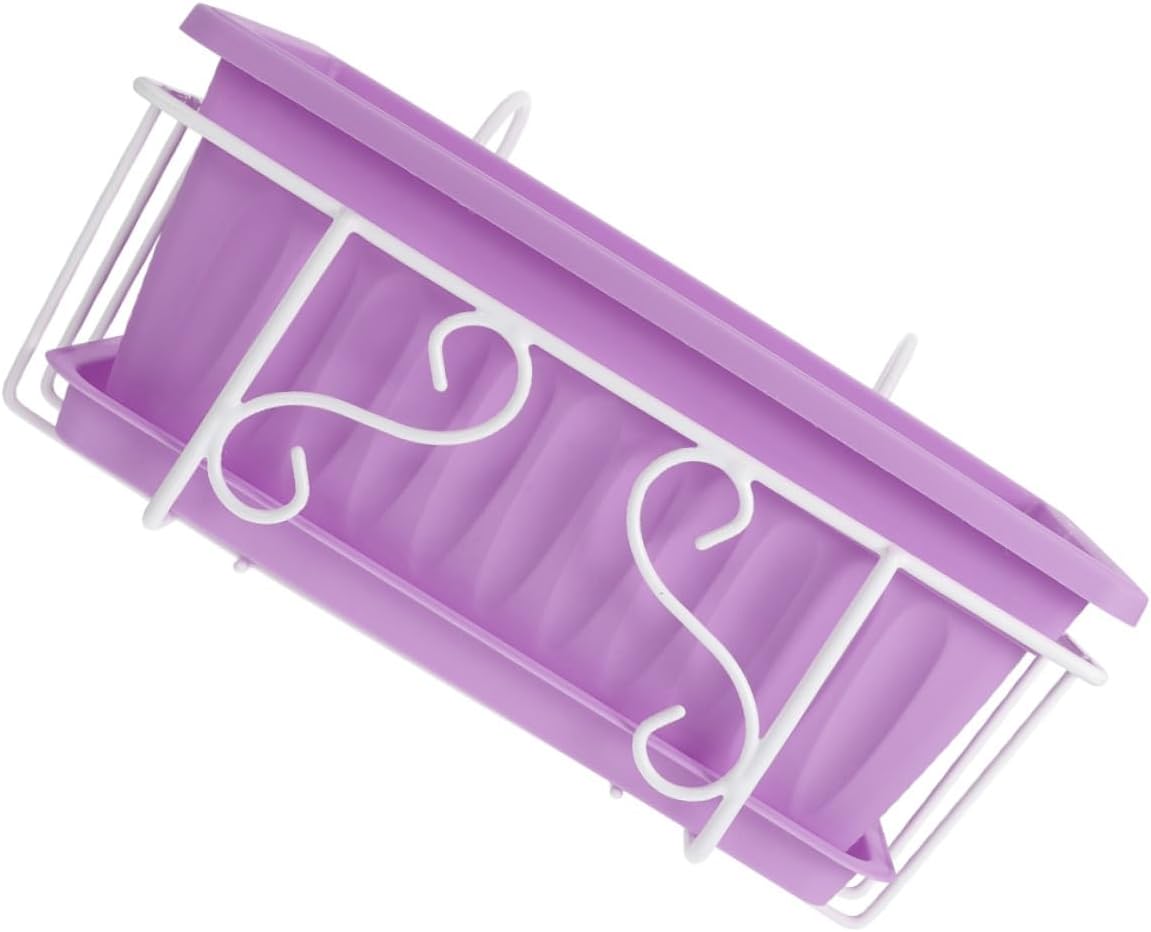 Rectangular Hanging Flower Planter with Tray, Medium Purple Resin Vegetable Pot for Windowsill Balcony Garden Indoor Use
