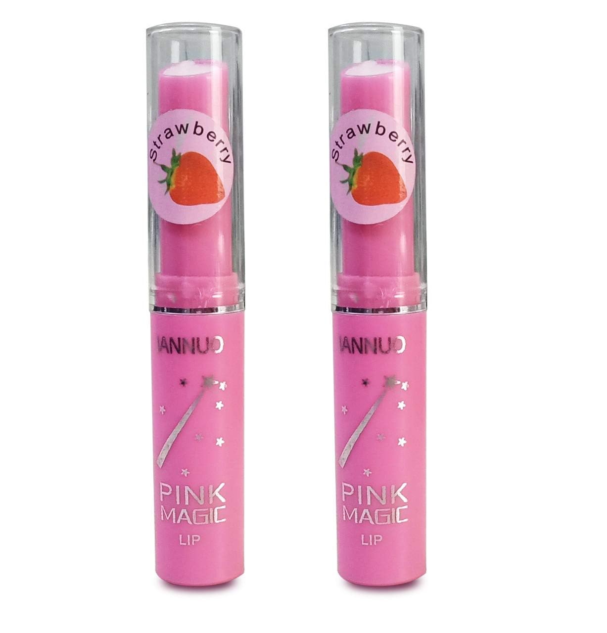 Pink Magic Lip Balm for Dry & Chapped Lips Glossy Strawberry Flavor Lipbalm 9.0g - Pack of 2 with Pomic Stone