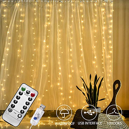 ooklee 300 Luces LED para Cortina de Ventana 30 Metros Pro con Temporizador Remoto, 8 Modos para Bodas, Fiestas, hogar, jardín, Dormitorio, decoración de Navidad