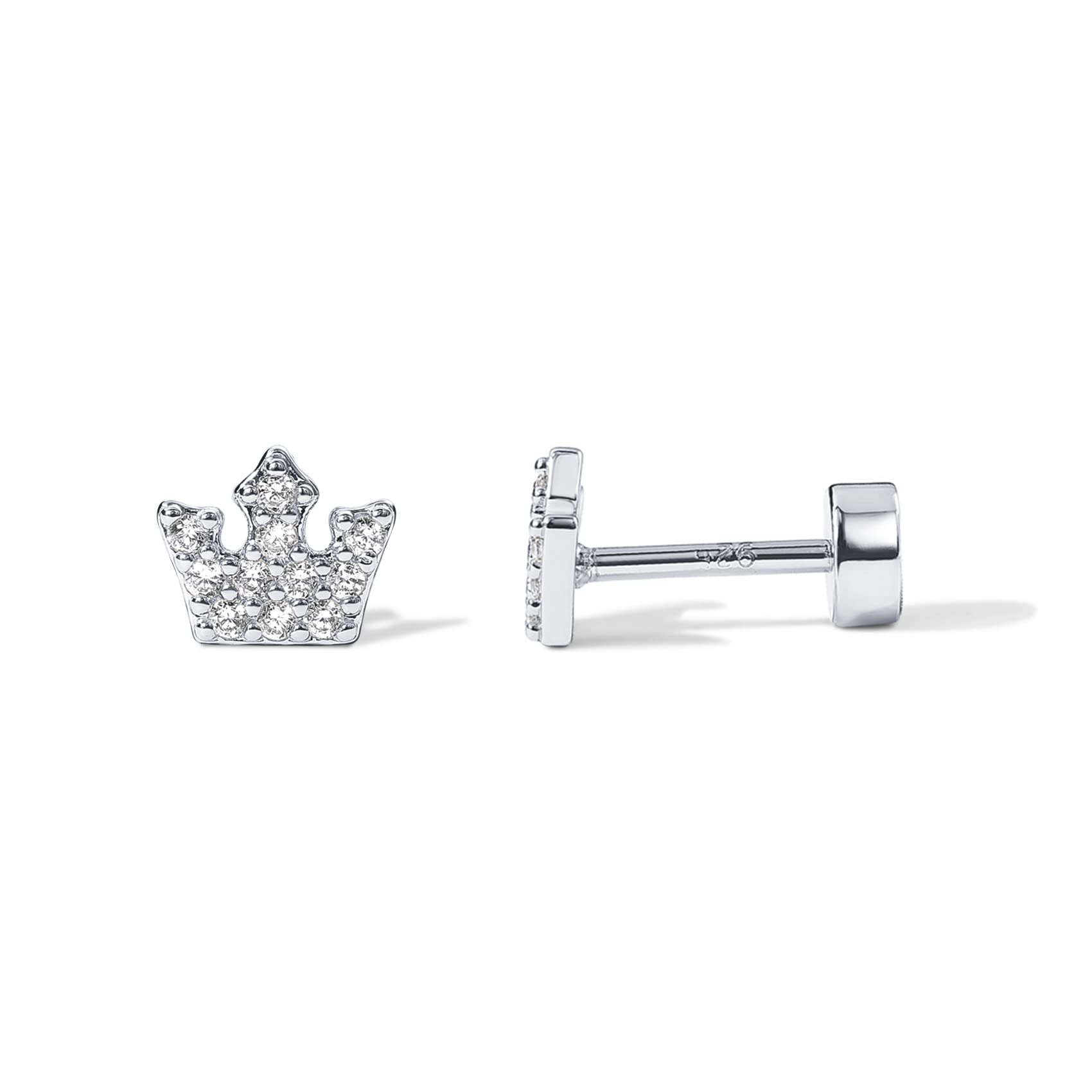 PAVOI 14K Gold Plated CZ Flat Back Earrings for Women, Cartilage Studs