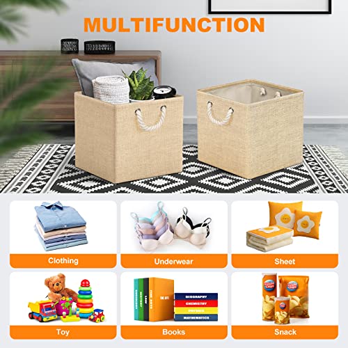 Boîte de rangement en tissu pour placard et étagère lot de 4 cubes