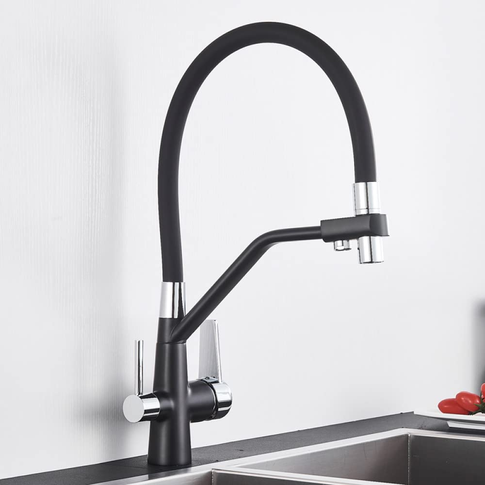 Robinet de cuisine filtré mitigeur d'eau potable et purificateur double pulvérisateur évier