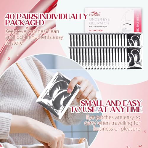 FADVAN Parches Ojos Bolsas y Ojeras 40 Pares Hidrogel Parches Para Colageno Contorno de Ojos con ácido Hialurónico Hidrata y Humecta, Antiedad(Rosa) - imagen 6