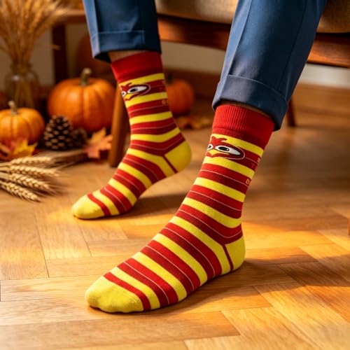 Thanksgiving Turkey Socks Men Women 3 Pairs Striped Cotton Blend Support - image 2