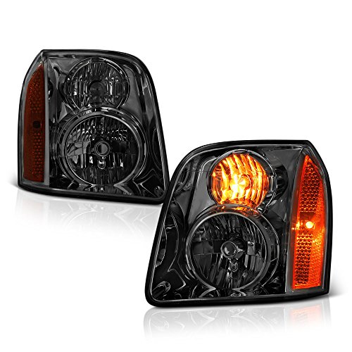VIPMOTOZ Chrome Smoke OE-Style Headlight Headlamp Assembly For 2007-2014 GMC Yukon XL 1500 2500, Driver & Passenger Side