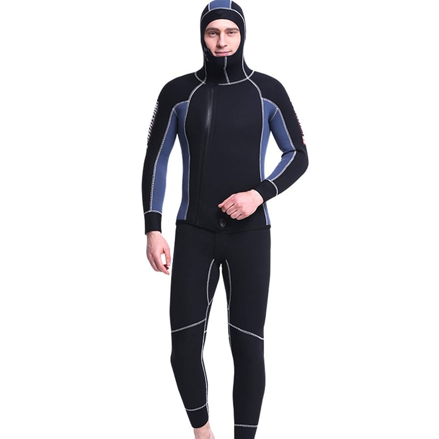 暖か5mmウェットスーツ メンズウェットスーツ5mm 2ピースブラックウィンター水着