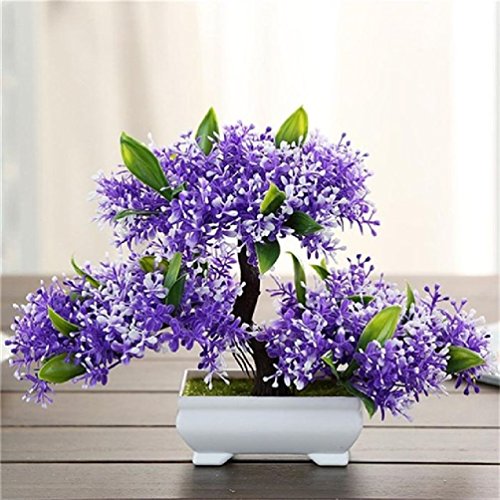 Suyunyuan Flowers 5 Color Artificial Bonsai Tree Welcoming Fake Flower Green Plant Pine Trees Flower Potted Vase Wedding Home Decoration