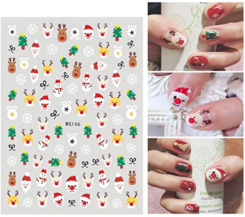 8 Sheets Christmas Nail Stickers Self Adhesive 3D Snowflake Nail Decals Xmas Winter Nail Design White Snowflakes Reindeer Santa Claus Snowman Bell Nail Stickers For Christmas Nail Decoration #TOP6