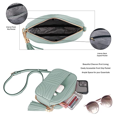 Image of EVVE Quilted Crossbody Bags for Women - Stylish Camera Bag with Tassel - Lightweight Medium Size Shoulder Purse