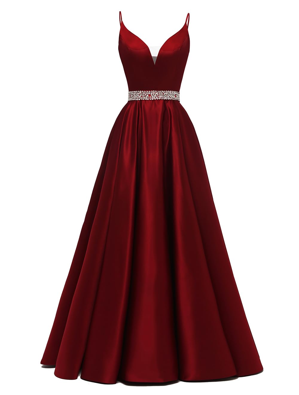 YexinbridalSatin Prom Dresses Long for Women 2025 Spaghetti Straps Beaded V-Neck Formal Evening Party Gowns