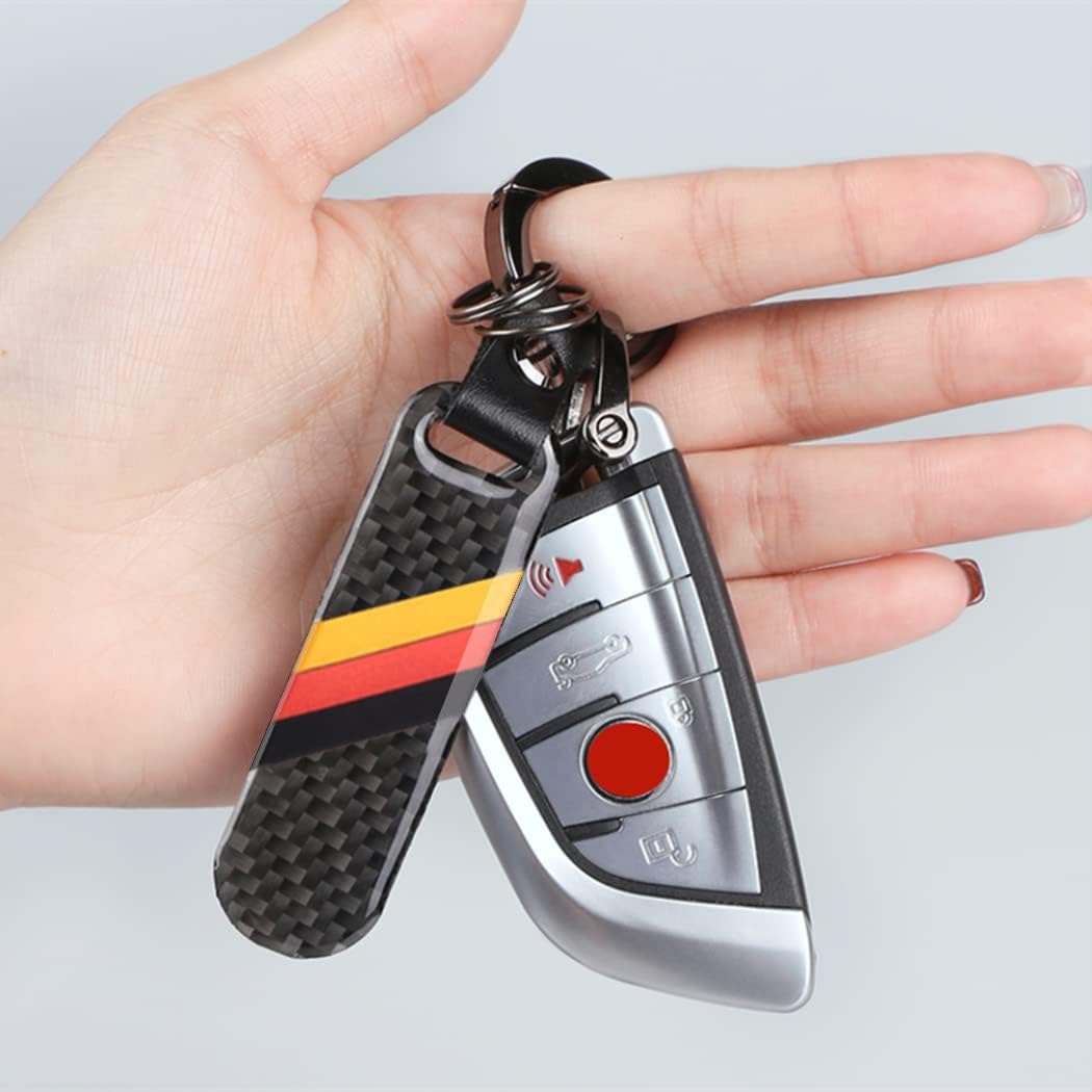 Car 3 color keychain carbon fiber resin leather alloy Set Fashion Sports car keyring - Image 4