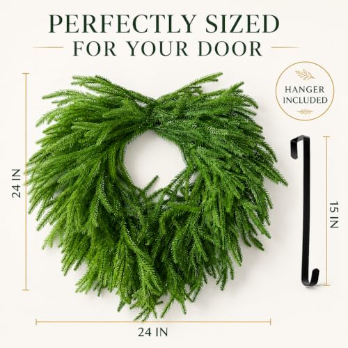 24 Inch Heart Shaped Norfolk Pine Wreath with 15 Inch Black Hanger - image 3