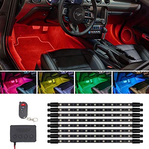Ledglow 8Pc Million Color Multi-Color Led Interior Footwell Underdash Lighting Kit For Cars & Trucks - 18 Solid Colors - 10 Unique Patterns - Music Mode - Includes Control Box & Remote - Universal #TOP6