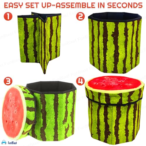 Image of FunBlast Multi-Functional Folding Storage Ottoman Box Organizer Cum Stool with Seat Cushion, Storage Boxes for Toys for Kids, Storage Boxes for Clothes and Other Items for Home (Multicolor)