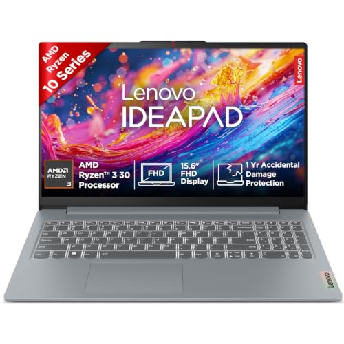 Image of Lenovo IdeaPad Slim 3 Ryzen 3 30 15.6 inch (39.6cm) FHD Thin and Light Laptop (16GB RAM /512GB SSD /Windows 11 / Office 2024 /Grey /1.6Kg), 82XQ01MAIN