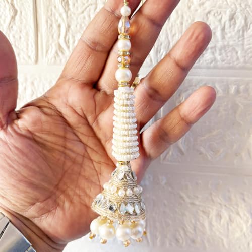 Image of Adikala Craft Store Handmade Ethnic Latkan Tassel Set of 2 for Saree Pallu, Blouse, Suits, Dupatta, Lehenga Decor (French Wire Cone)