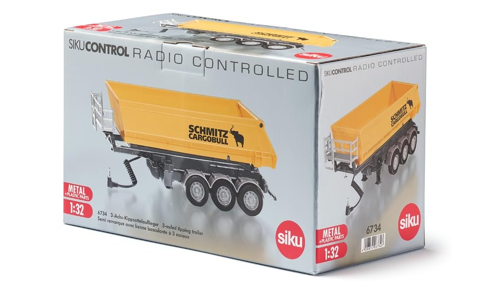 SIKU 6734 Control 3-Axled Tipping Semi-Trailer, Yellow