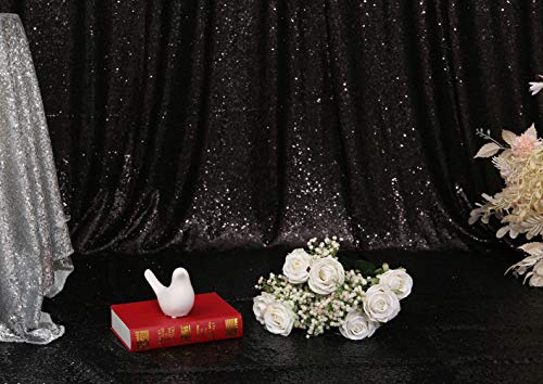 Sequin Backdrop 243x243cm Black Shinny Sequin Photography Backdrop Party Prom Wedding Youtobe Banquet Photo Background (8x8 feet) - Image 3