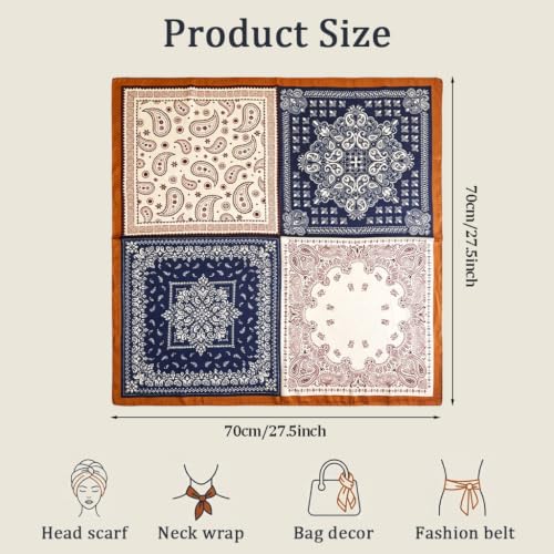 Image of SANNIDHI Silk Like Head Scarf for Women Stylish Vintage Hair Scarf Floral Print Square Bandana Gift