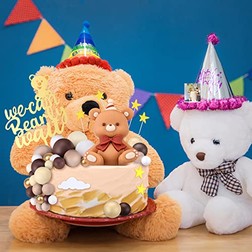 54 Pcs Brown Bear Cake Decorations We Can Bearly Wait Cake Topper For Birthday Baby Shower Party Supplies Decorations #TOP4