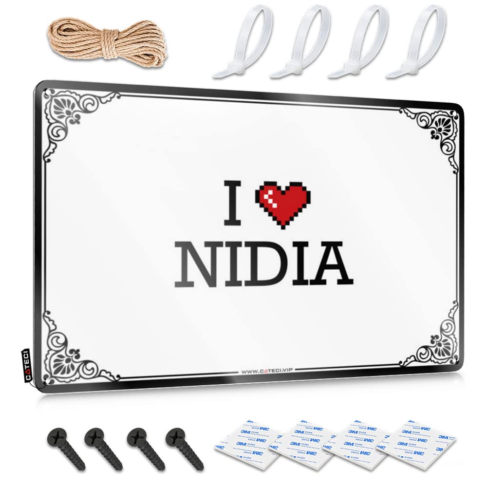 Fzfn Colour Plaques Small Vintage Wall Decor | I Love Nidia Vintage Fun For Yard Home Decoration(30X40cm)