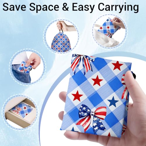 Image of Blue Bowknot Gymnastics Grip Bags Small Drawstring Gym Bag