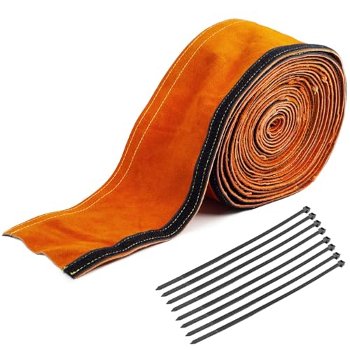 TIG Welding Torch Cable Cover MIG Cable Hose Sleeves Plasma Cover Flame Resistant Split Cowhide Leather with Zipper Kevlar Stitched Split 275