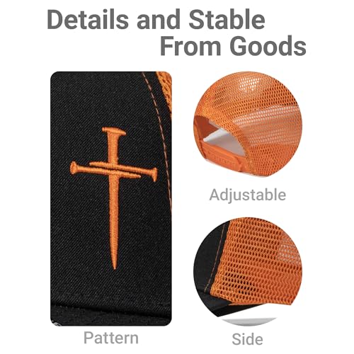 Image of Christian Hats for Men Women,Jesus 3 Nail Cross Hat Christian Religious Gifts for Birthday /Christmas