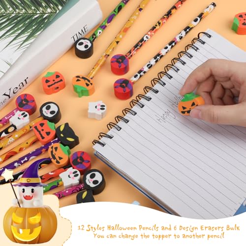 Lápices Halloween DIYASY 48 unidades madera grafito miniatura 5