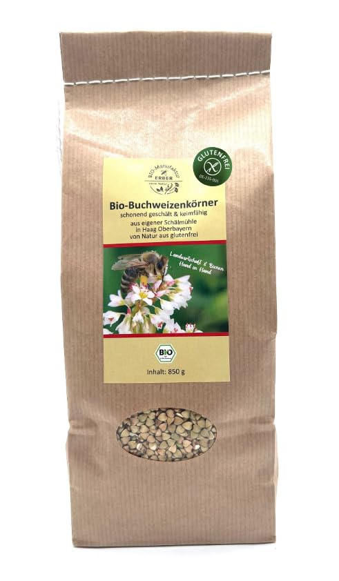 Bio-Buchweizenkörner 850 g, "glutenfrei" zertifiziert, schonend geschält ohne Wärmezufuhr und angebaut in Oberbayern/Deutschland, vegan, vegetarisch