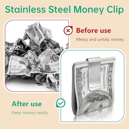 20Pack Stainless Steel Money Clip Silver Slim Cash Clip for Men, Credit Card Holder Metal Money Clips Minimalist Pocket Cash Wallet4