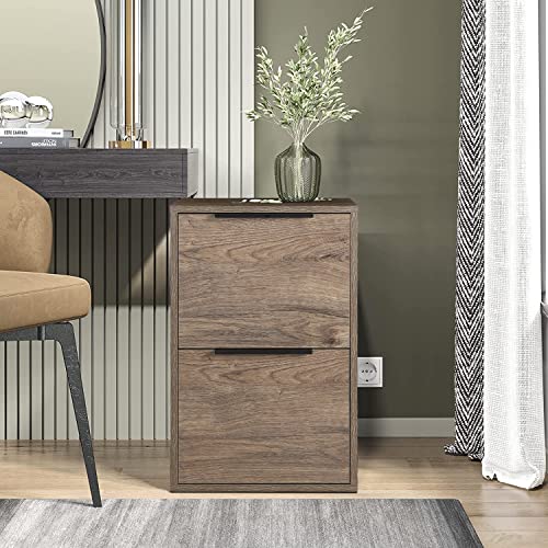 Greatmeet 2 Drawers File Cabinet Wood,Vertical Filing Cabinet For Home Office Under Desk,Letter Size,15.17" D X 16.5" W X 24.14" H, (24.14" H, Grey) #TOP3
