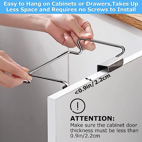 Image of WOPPLXY 4 Pcs Stainless Steel Trash Bag Holder for Kitchen Cabinets Doors and Cupboards, 9.25 x 6 x 1.77 Inch Under Sink Bag Holder for Plastic Bags, Garbage Bag Holder for Cabinet