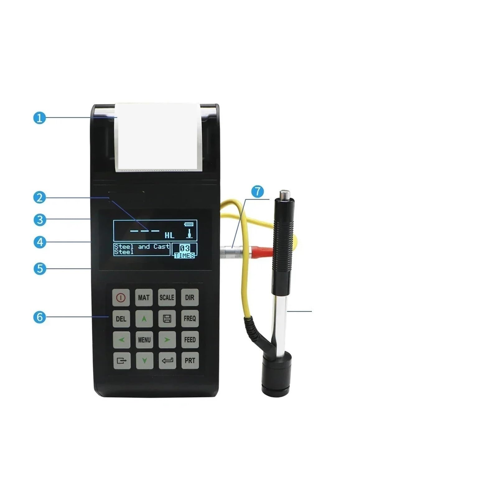 Durómetro, Medidor de durómetro, medidor de dureza digital portátil Leeb con impresora for materiales metálicos