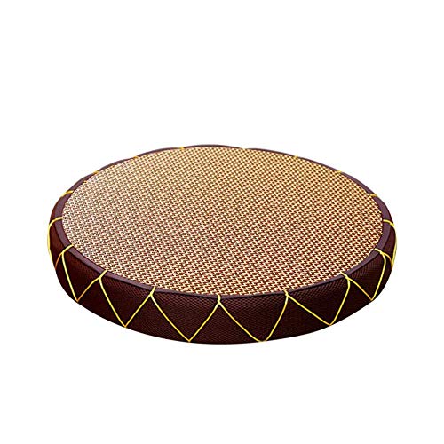 ZIYUMI Japanese Style Flat Straw Seat Cushion Eco Friendly Tatami Floor Cushion, Handmade Wicker Meditation Mat with Coconut Palm Inlay, 45 4cm A